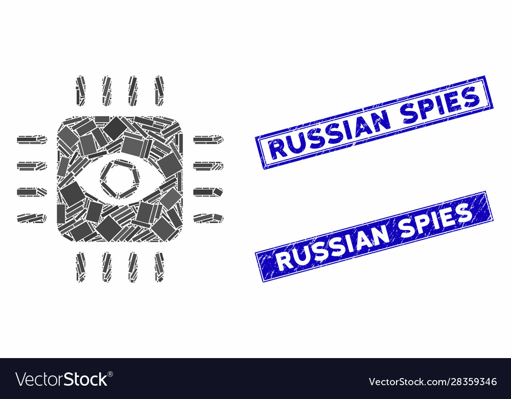 Bionic eye processor mosaic and distress rectangle vector image Bionic eye processor mosaic and distress rectangle