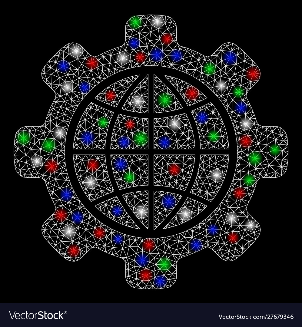 Bright mesh network global options with flash vector image Bright mesh network global options with flash