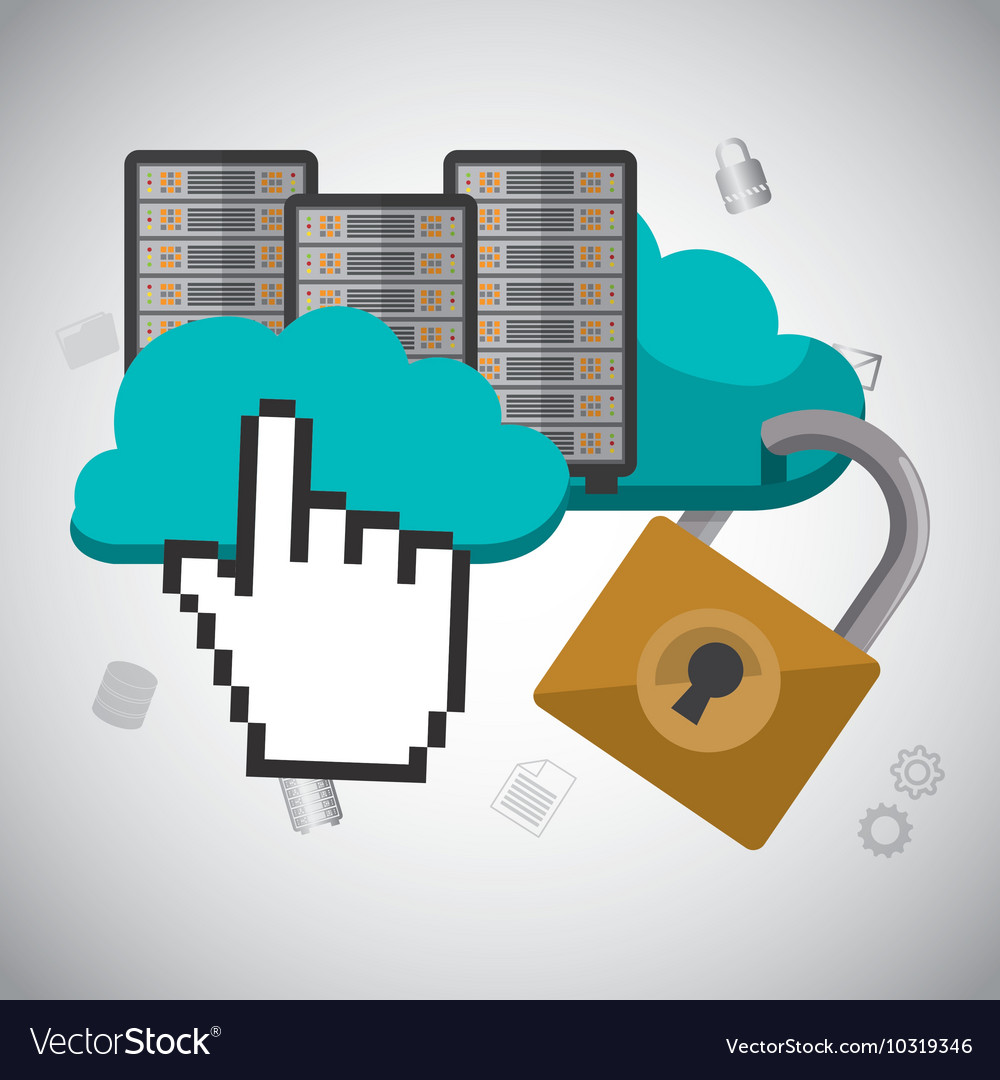 Cloud computing padlock web hosting design