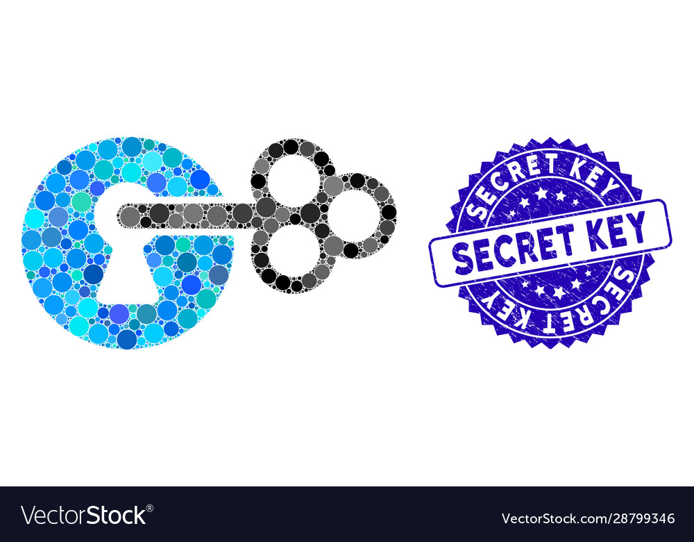 Collage secret key icon with scratched Royalty Free Vector