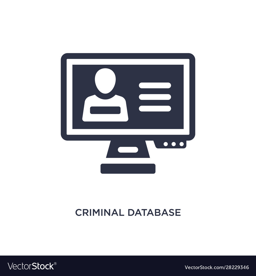 Criminal database icon on white background simple vector image Criminal database icon on white background simple