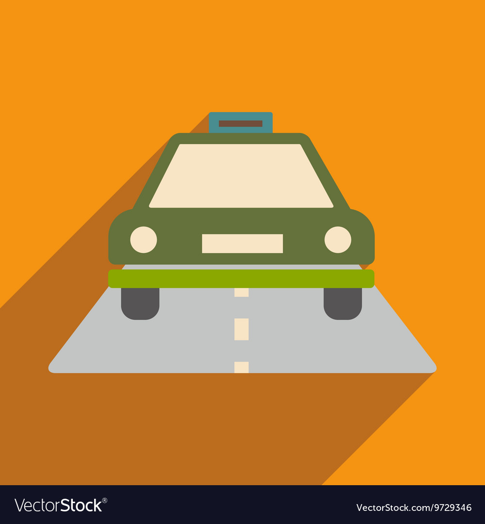 Flat with shadow icon and mobile application taxi