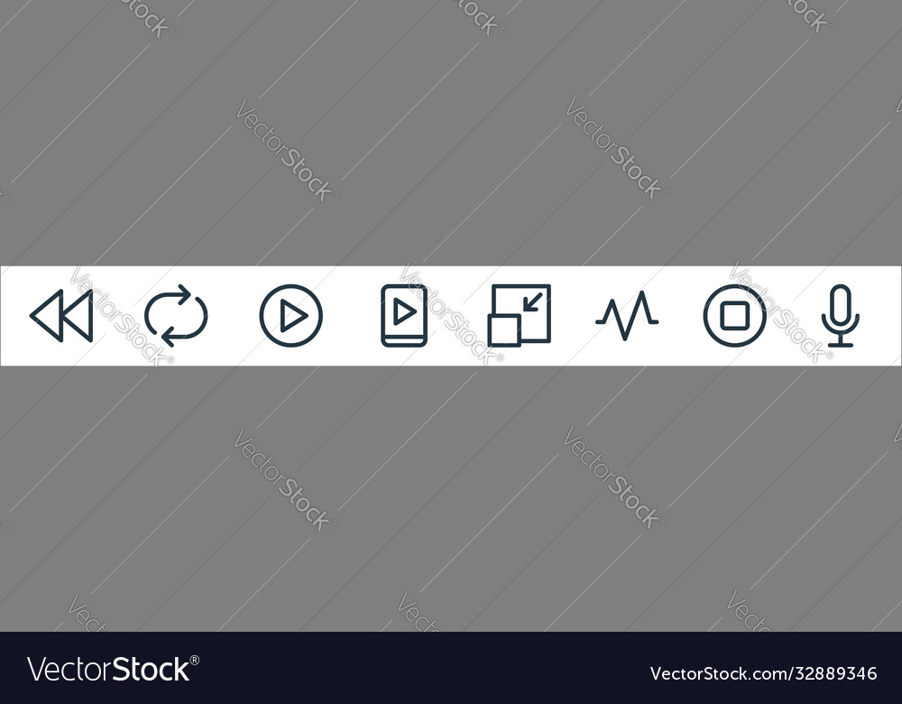 Multimedia line icons linear set quality vector image Multimedia line icons linear set quality