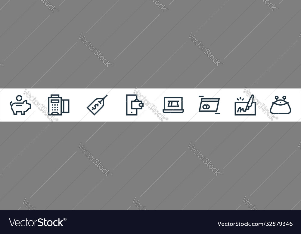 Payment line icons linear set quality vector image Payment line icons linear set quality