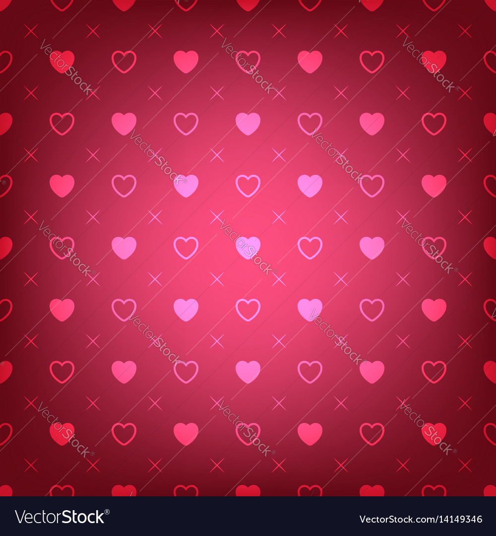 Red background with hearts seamless pattern