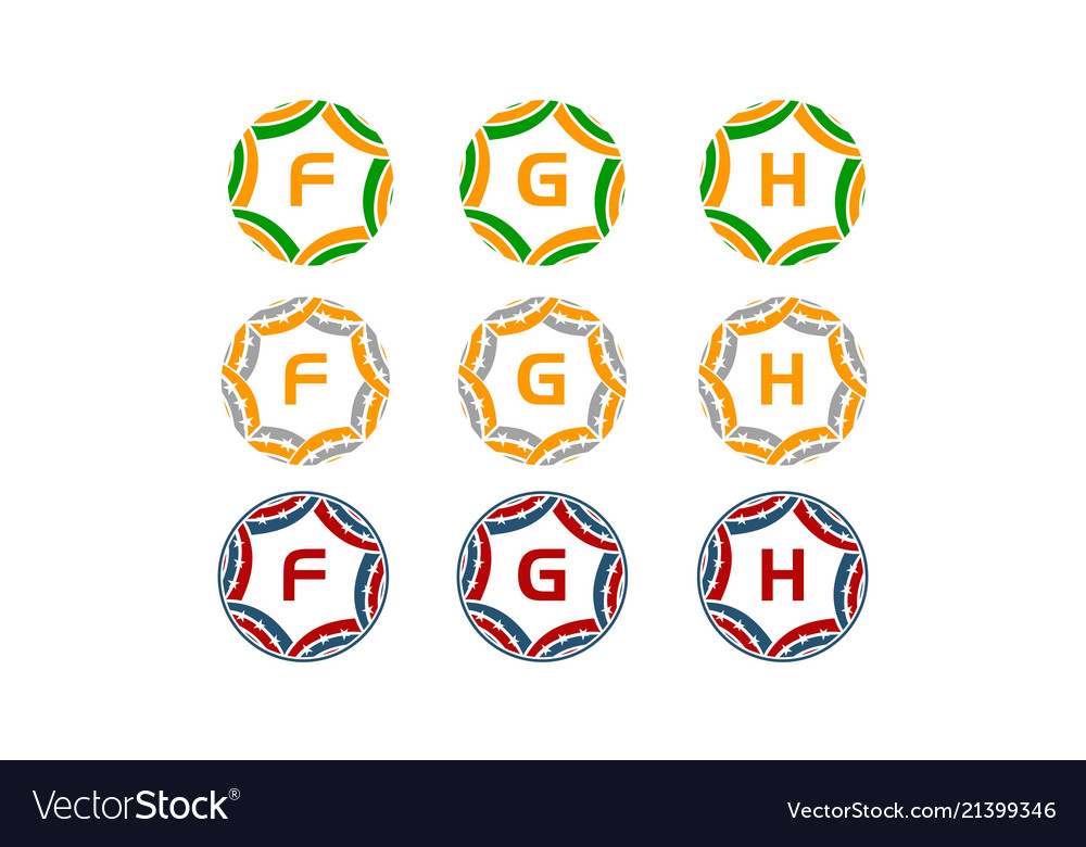 Ribbon circle star initial set