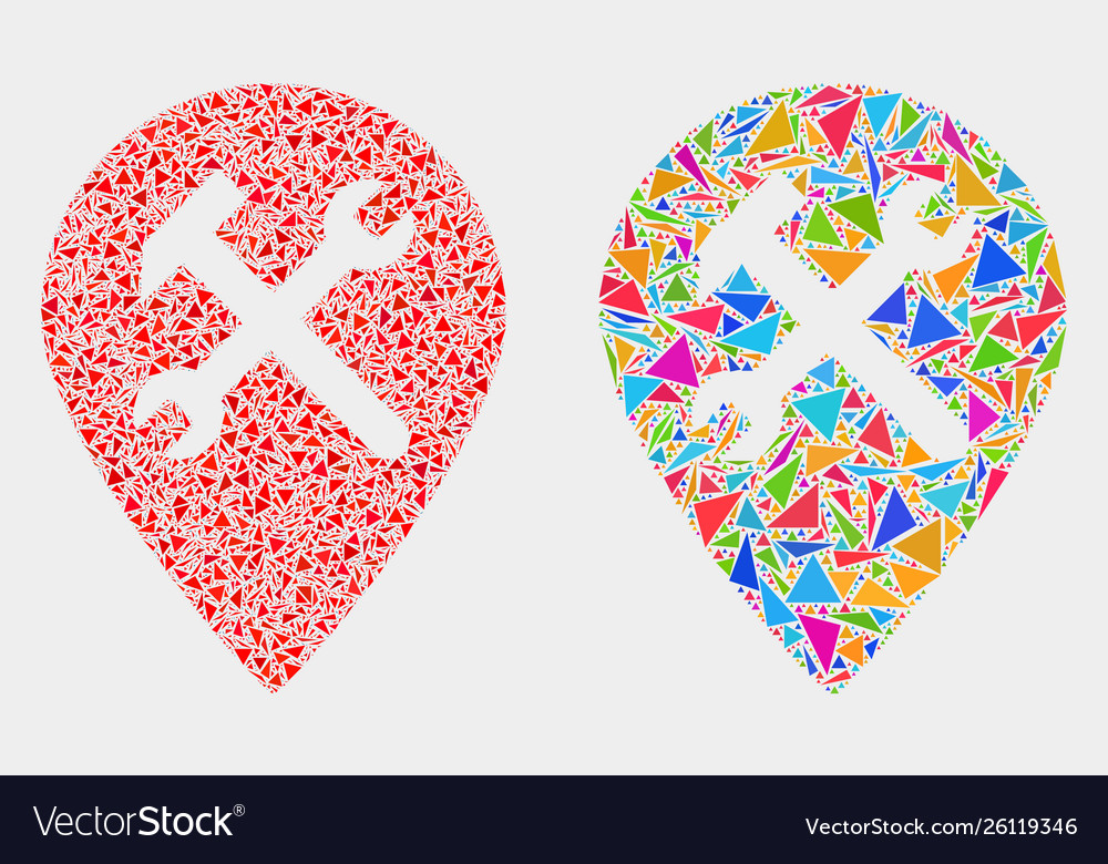Service map pointer mosaic icon triangle