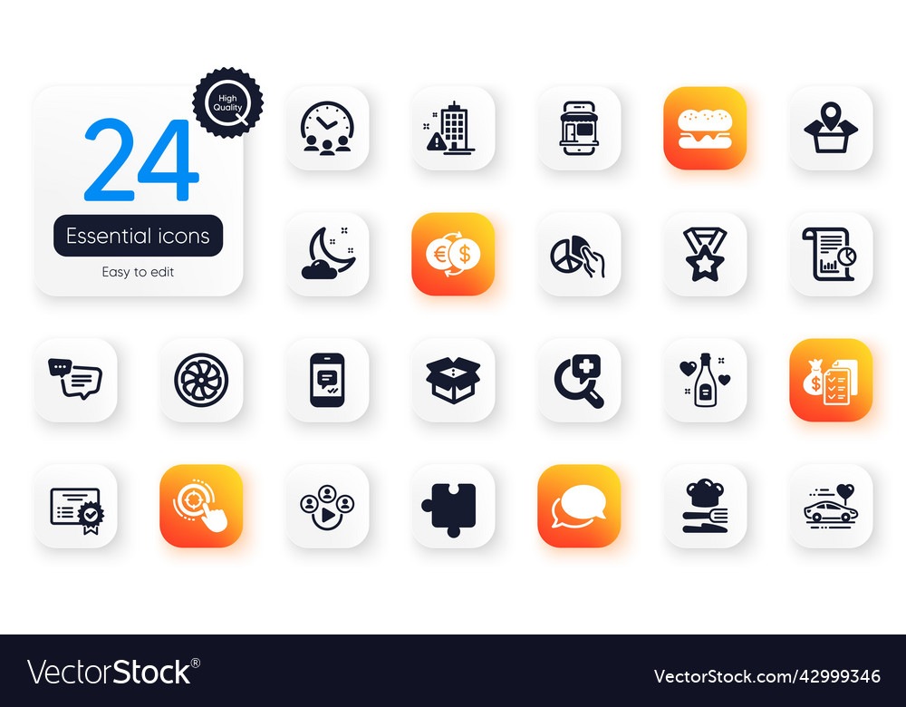 Set of business flat icons text message open box