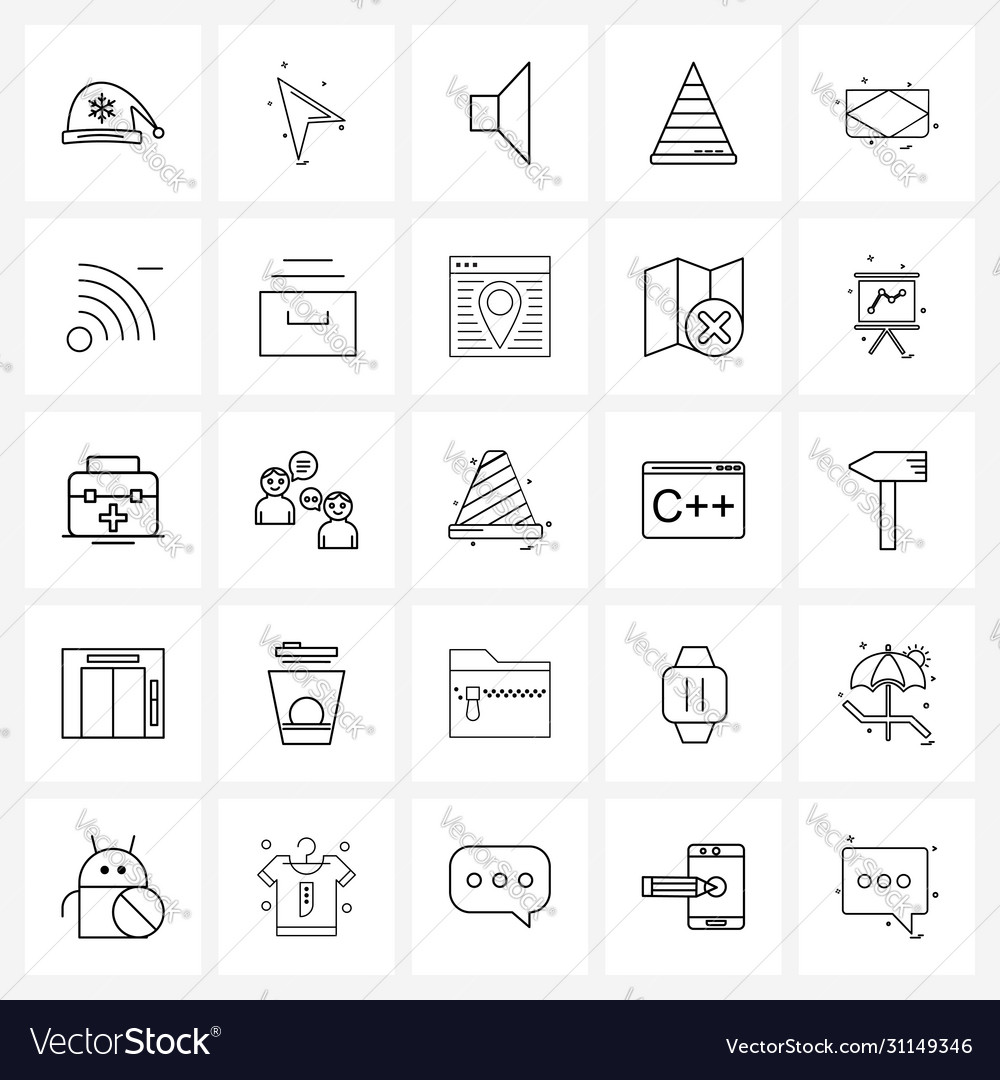 Simple set 25 line icons such as connection