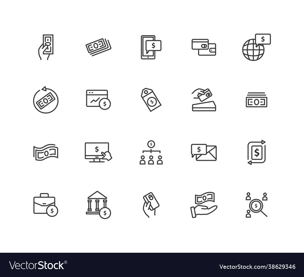 Simple set payment related line icons Vector Image Simple set payment related line icons