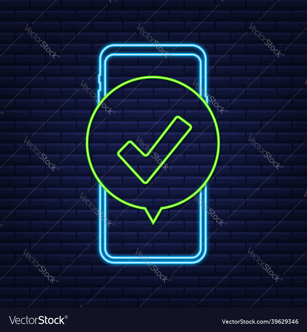 Smartphone with checkmark or tick notification vector image Smartphone with checkmark or tick notification