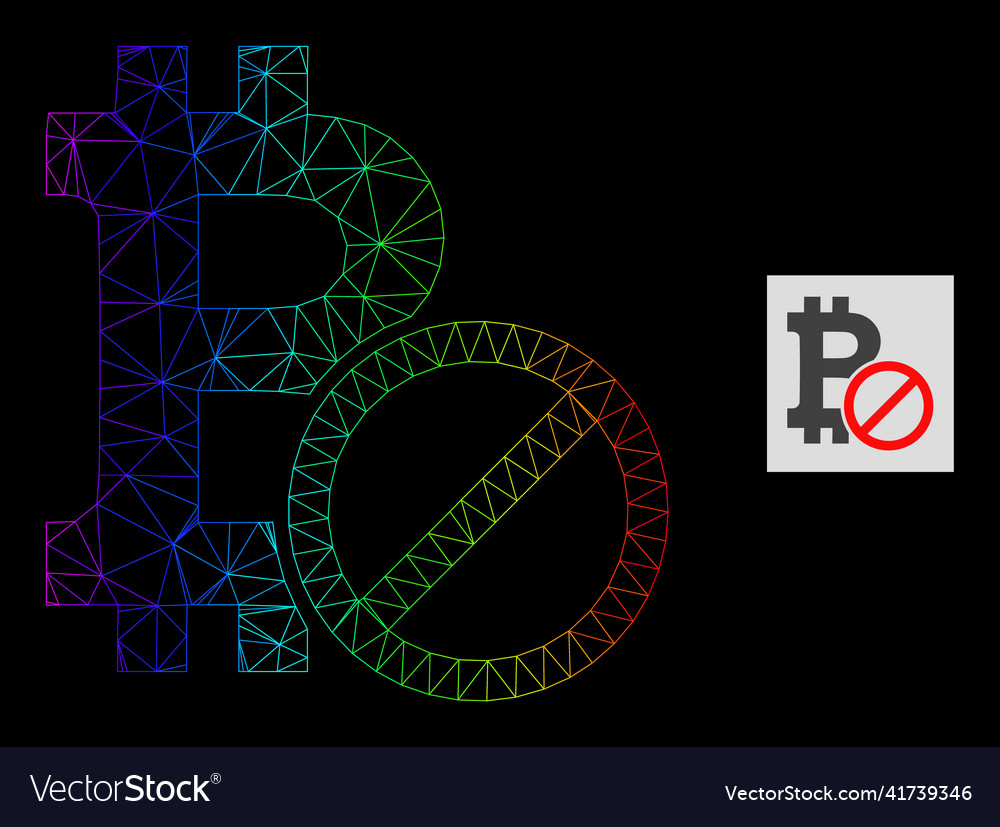 Spectral gradient polygonal net forbidden bitcoin vector image Spectral gradient polygonal net forbidden bitcoin