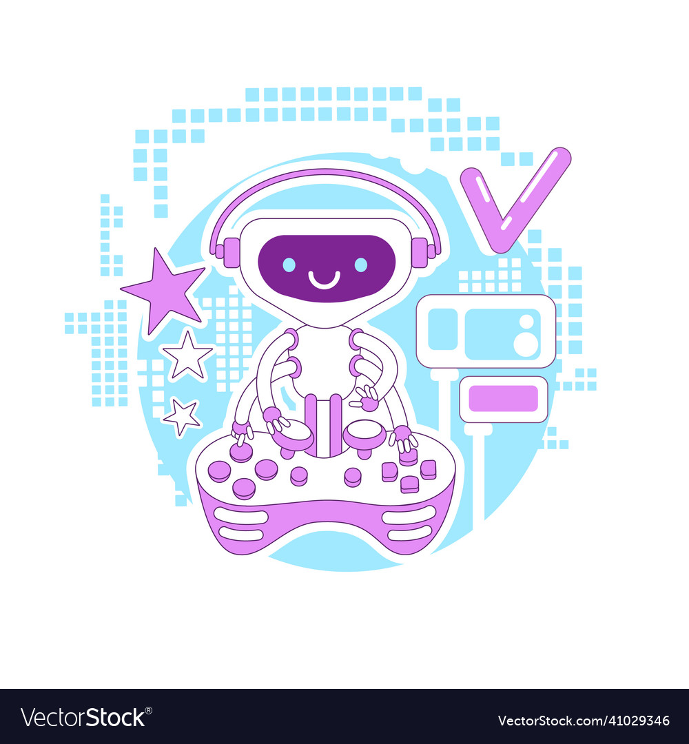 Video game bot thin line concept robot playing