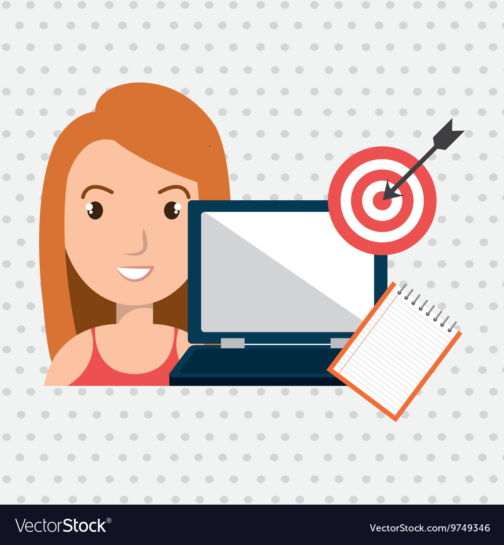 Woman with computer isolated icon design