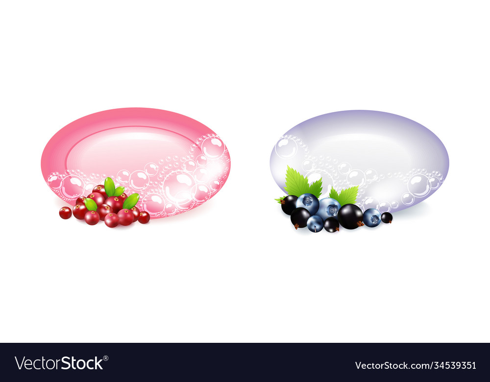 Bar Blaue Seife und Beeren in Schaumblasen