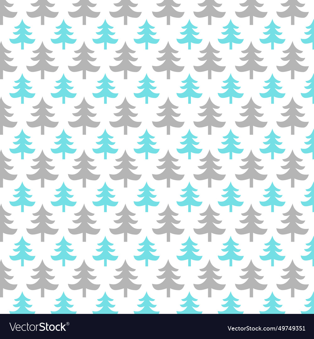 Christmas grey blue simple trees pattern Vector Image
