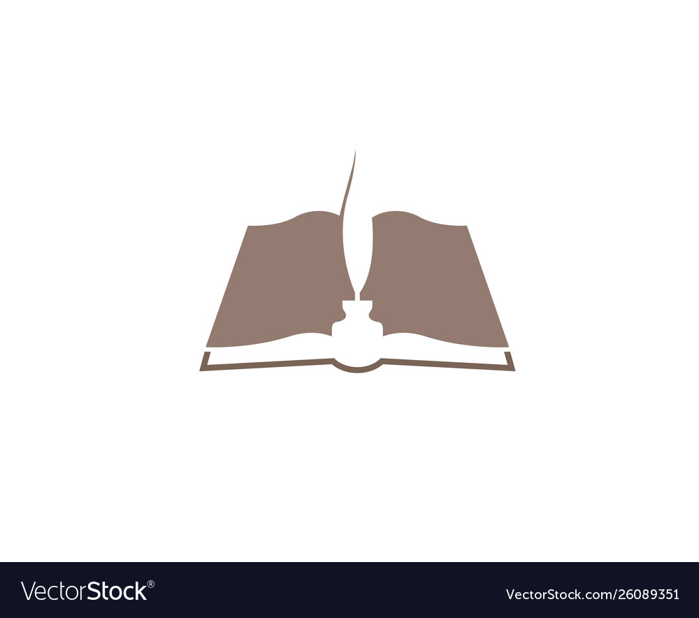 Creative abstract open book feather ink logo