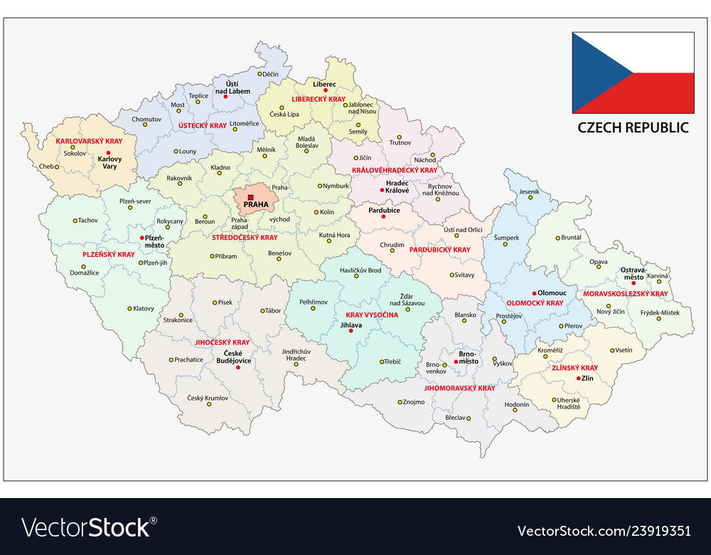 Czech republic administrative and political map