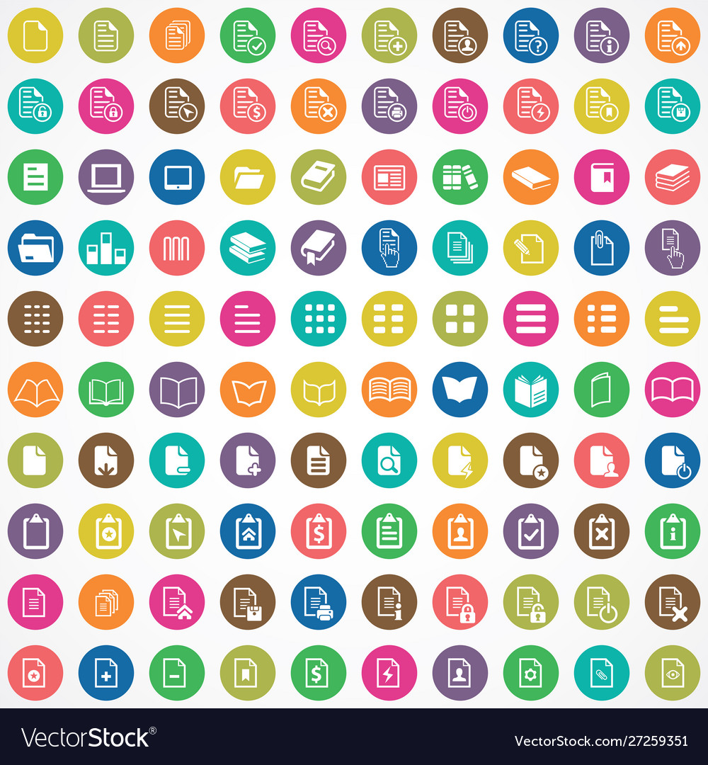 Document 100 icons universal set for web and ui