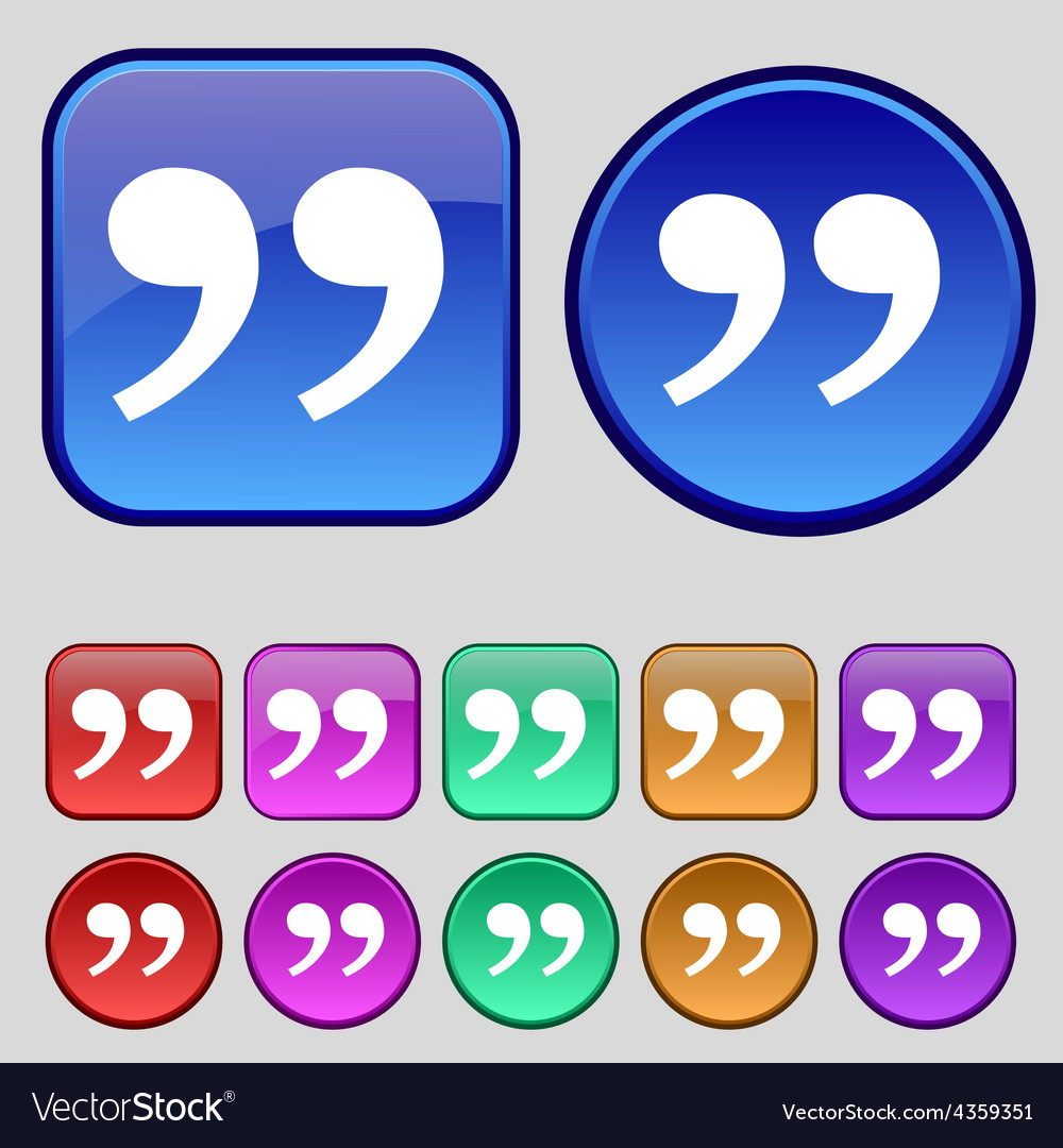 Double quotes at the end of words icon sign a set