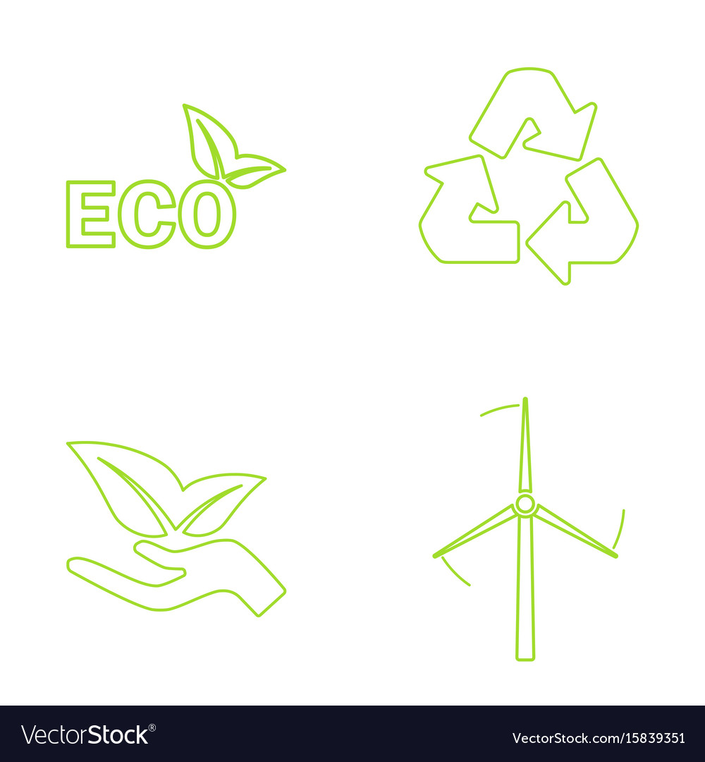 Green eco icons set