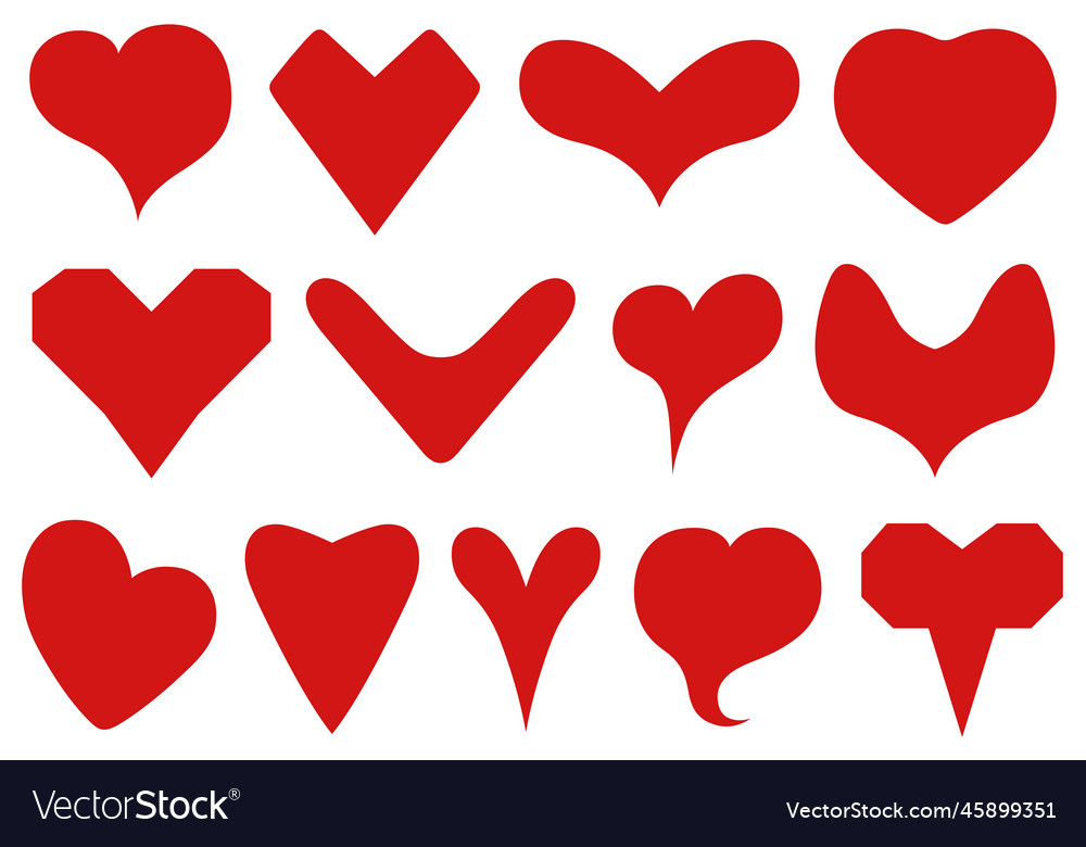 Group of different heart shapes