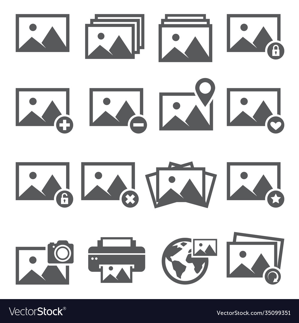 Image icon set on white background Royalty Free Vector Image