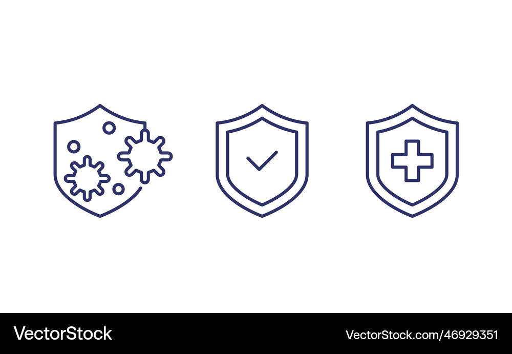 Immune system antibacterial protection line icons Vector Image