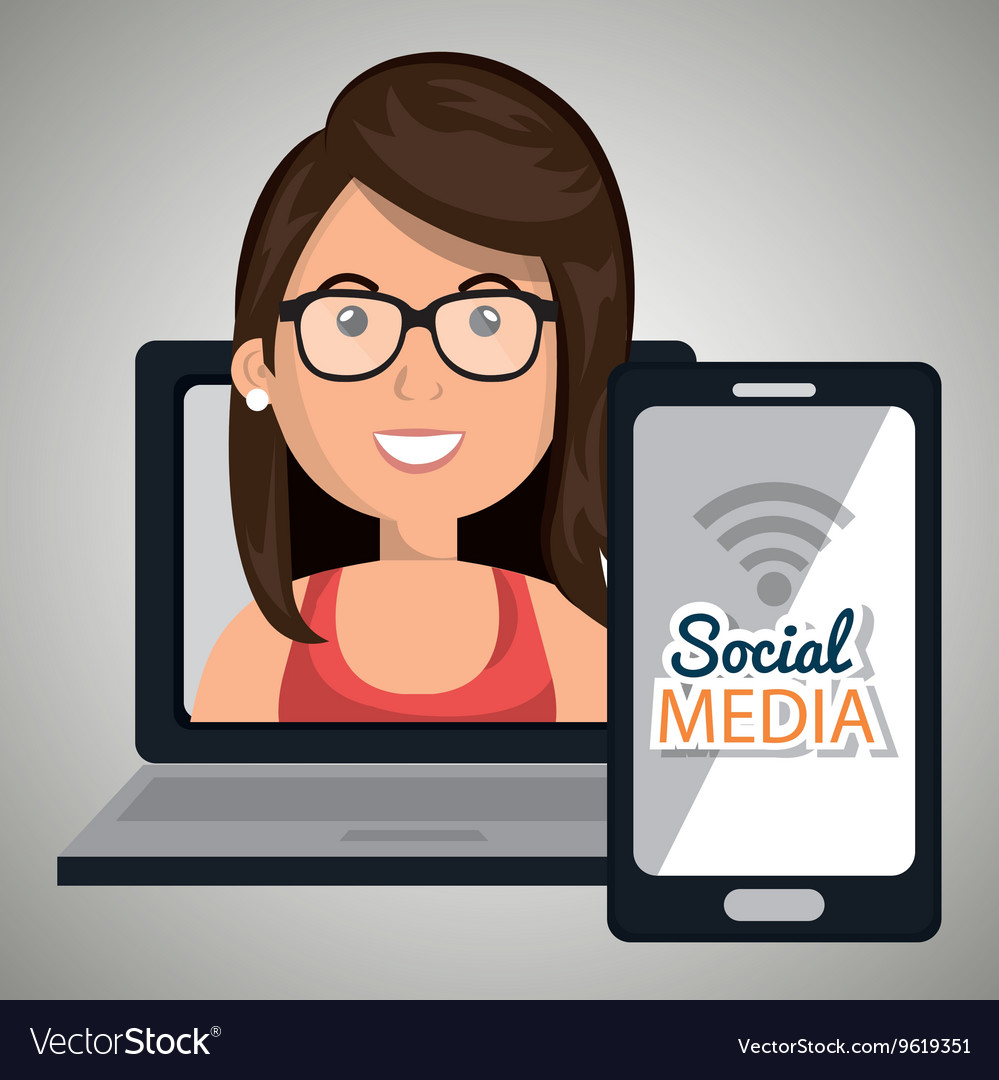 Laptop user with social networking smartphone