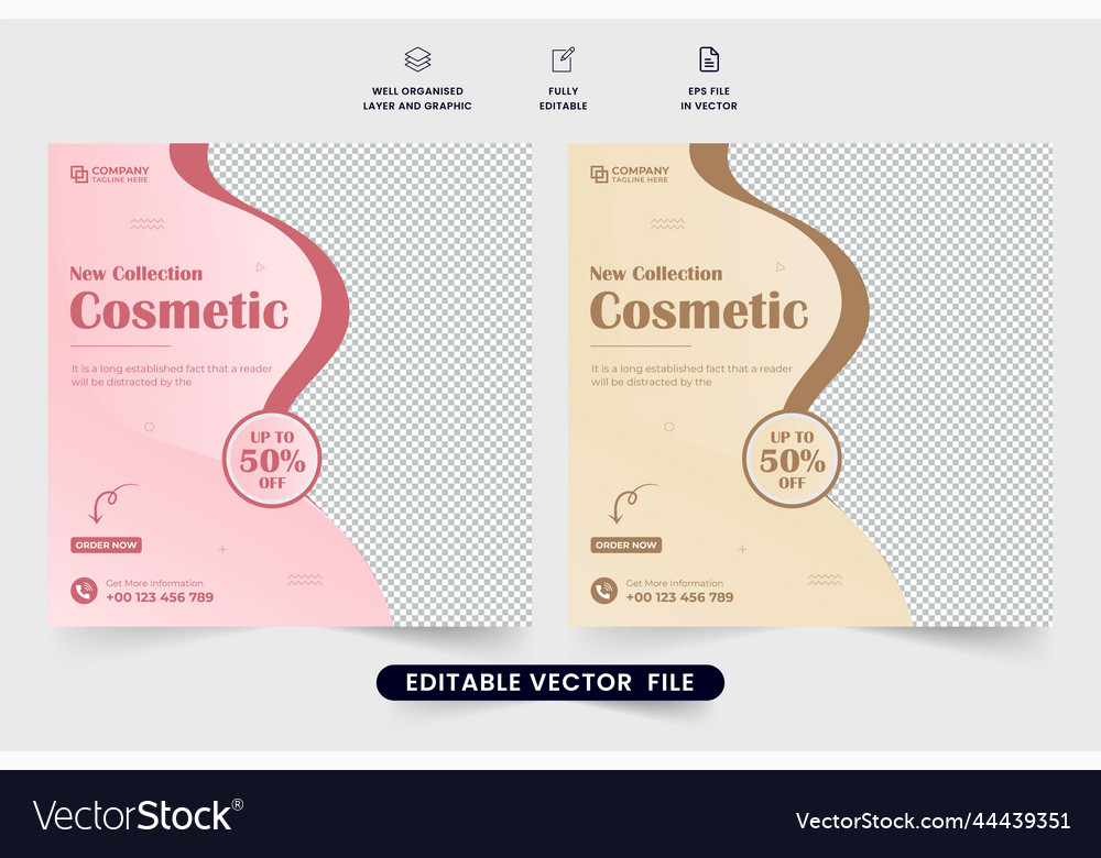 Luxury cosmetic sale template with photo