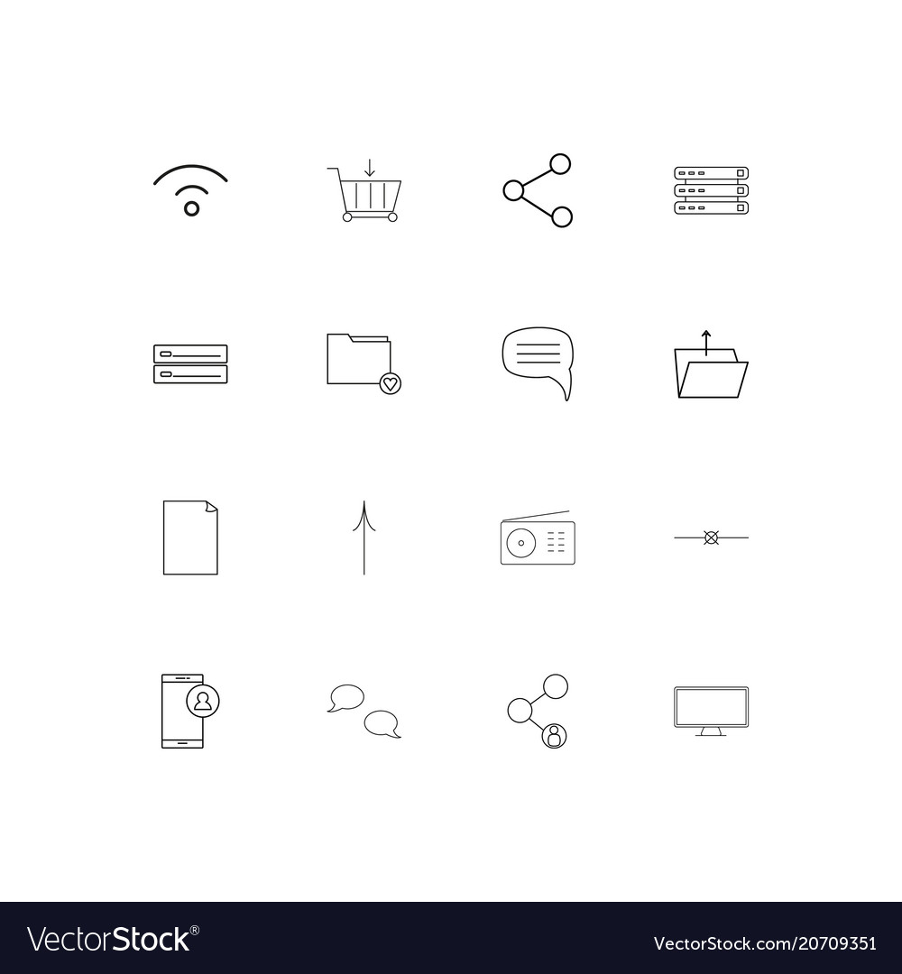 Network and database simple linear icons set