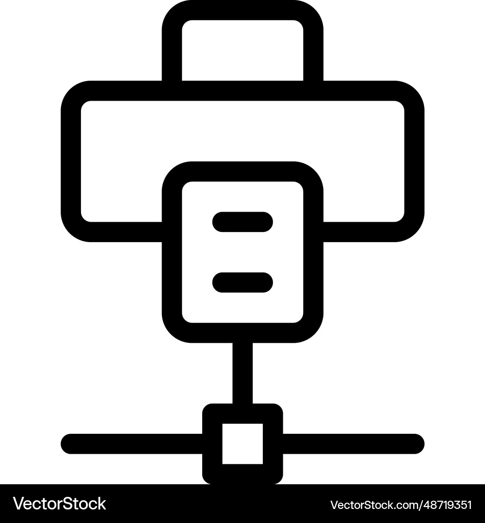 Office printer connected to a network isolated Vector Image