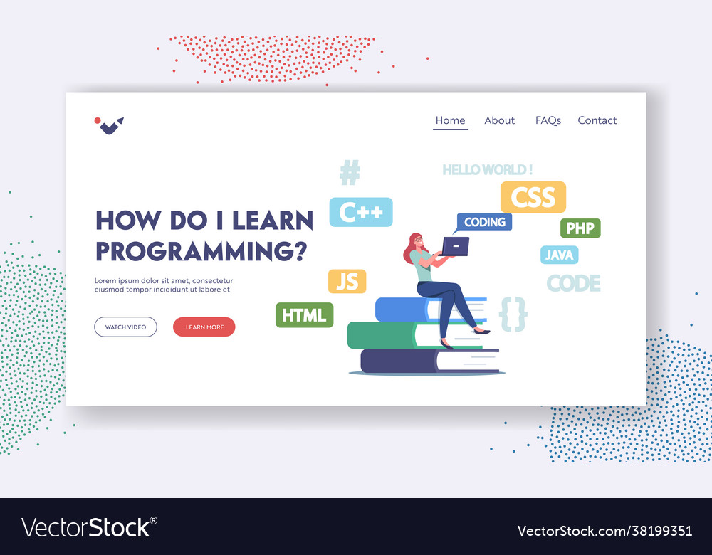Programming coding landing page template vector image Programming coding landing page template