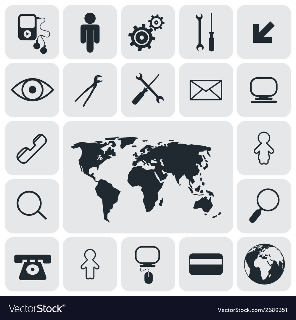 Rounded square flat design icons set