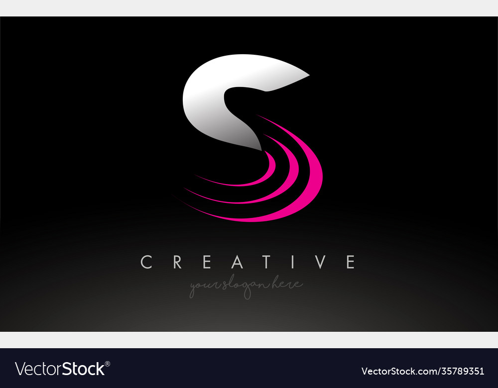 S white and pink swoosh letter logo letter design Vector Image