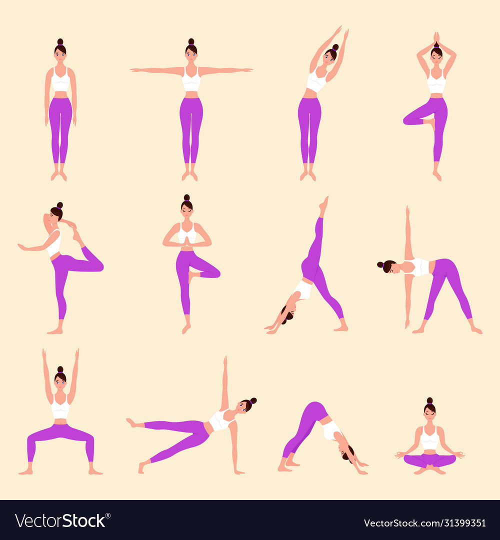 Set yoga postures female Royalty Free Vector Image