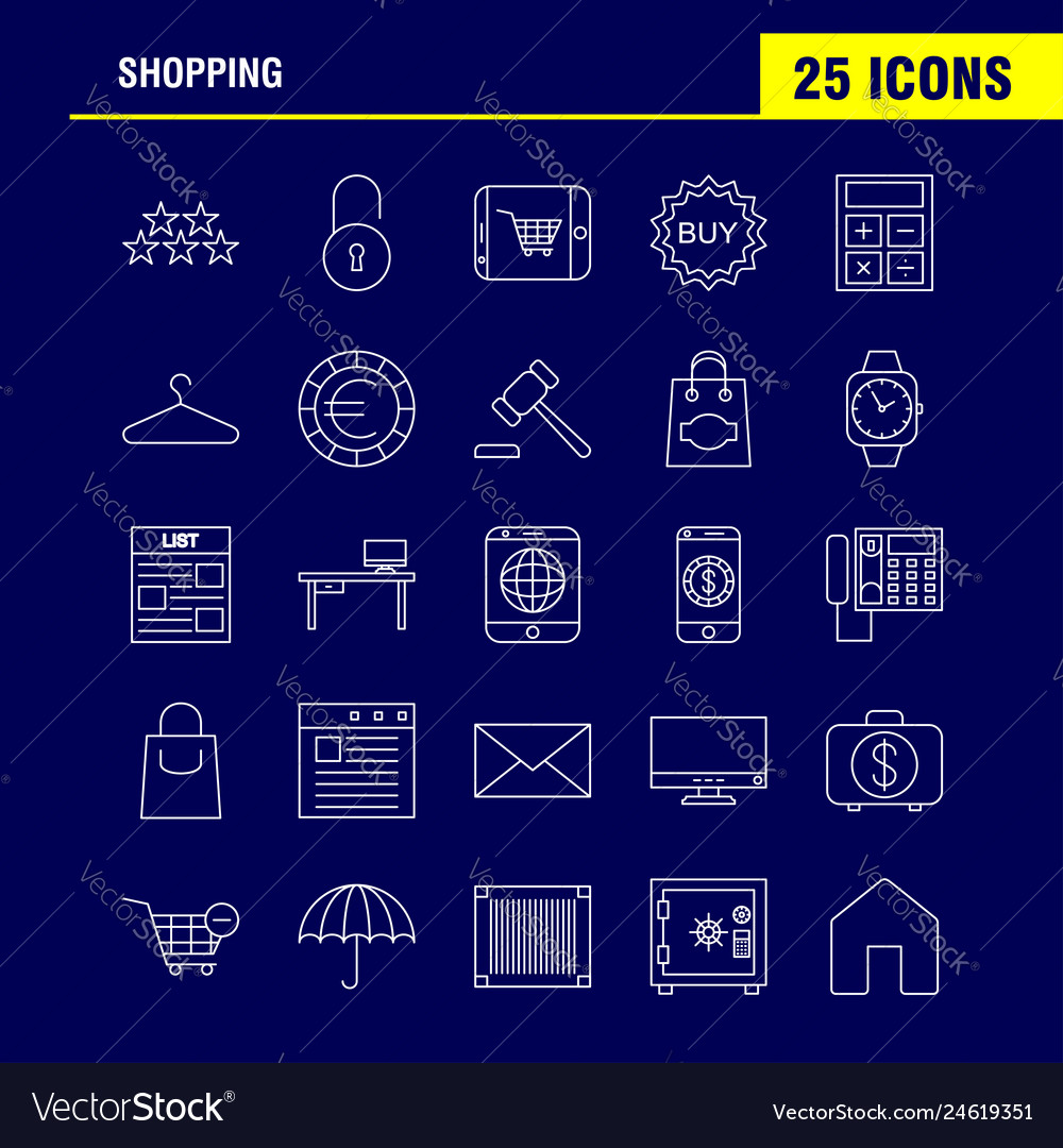 Shopping line icon for web print and mobile uxui