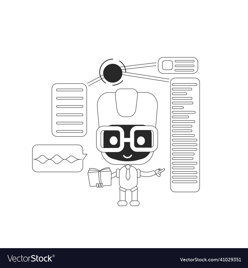 Super bot thin line concept online support robot vector image Super bot thin line concept online support robot