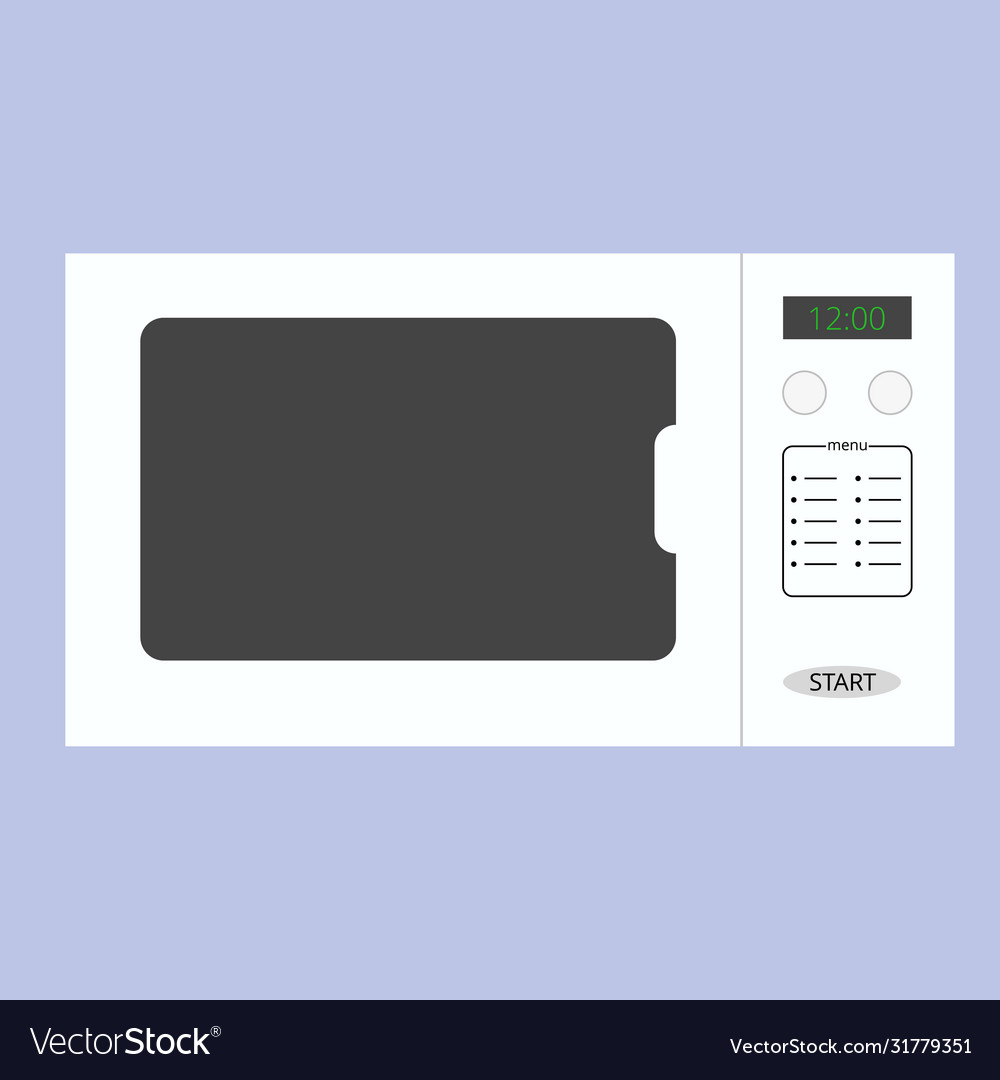 White microwave with programs and timer isolated vector image White microwave with programs and timer isolated