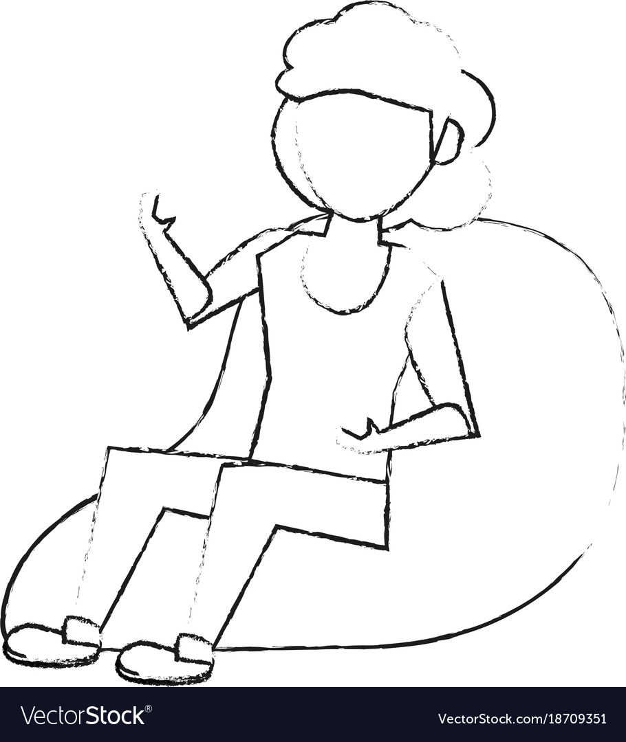 Young woman sitting on bean bag Royalty Free Vector Image