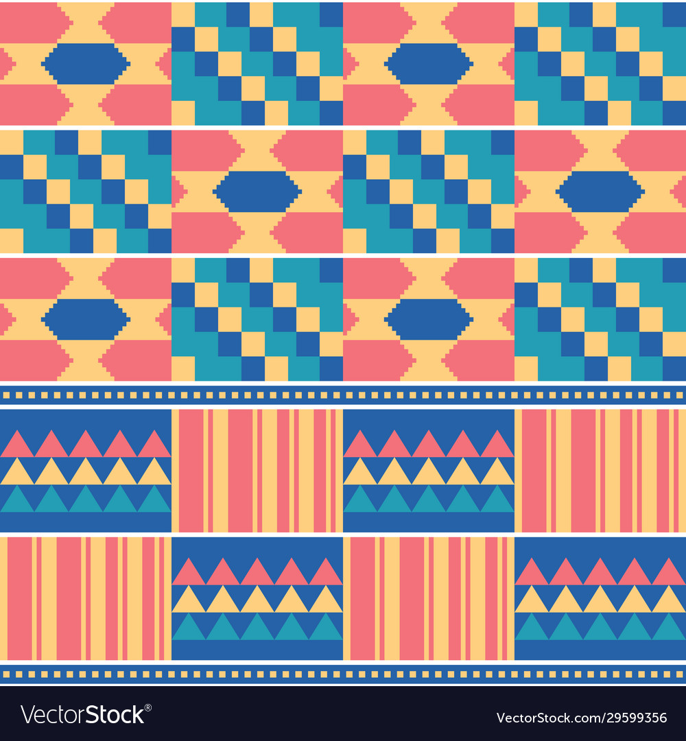 African tribal kente cloth seamless pattern vector image African tribal kente cloth seamless pattern