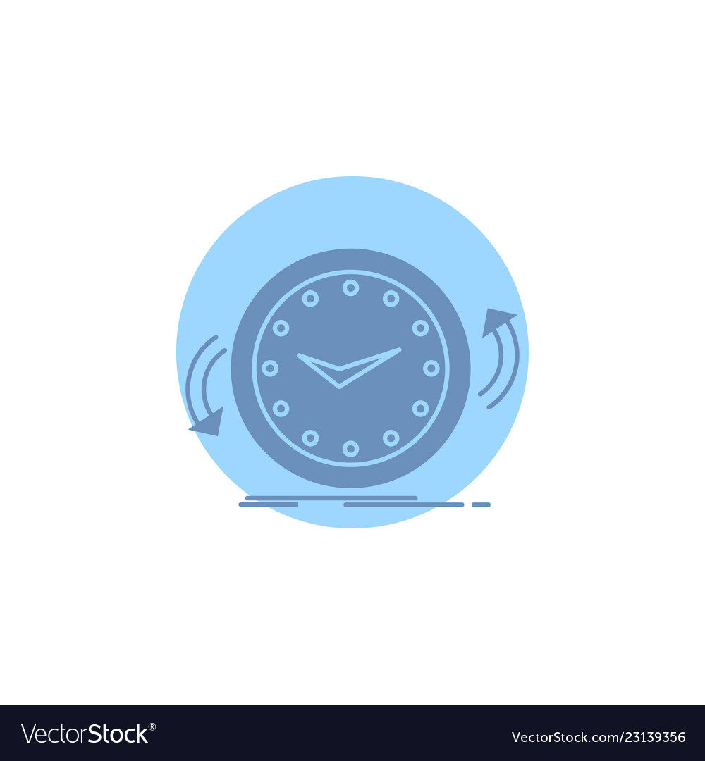 Backup clock clockwise counter time glyph icon vector image Backup clock clockwise counter time glyph icon
