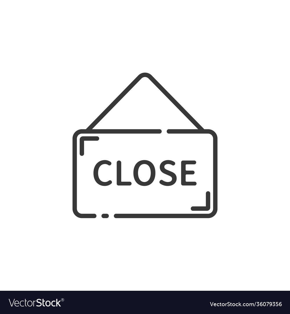 Close notice thin line icon label with text