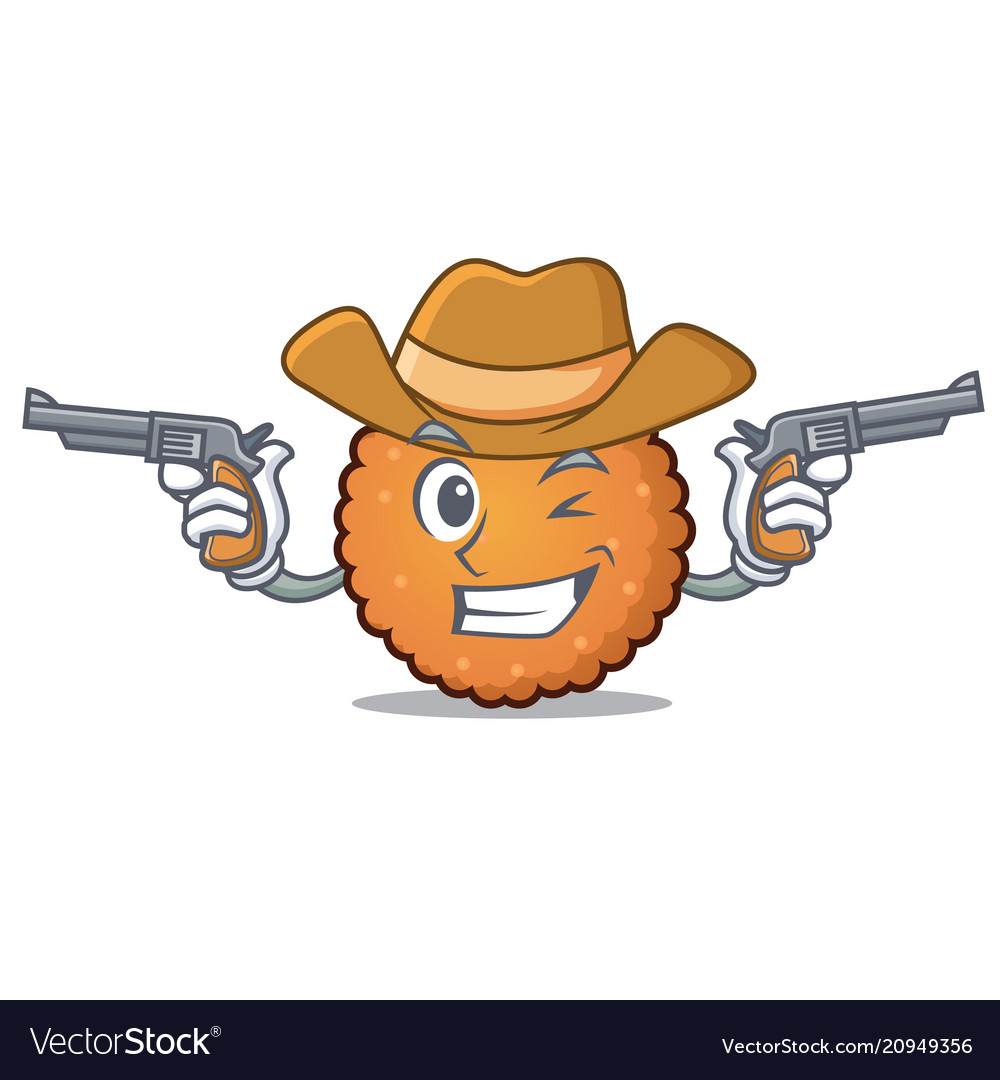 Cowboy cookies character cartoon style Royalty Free Vector