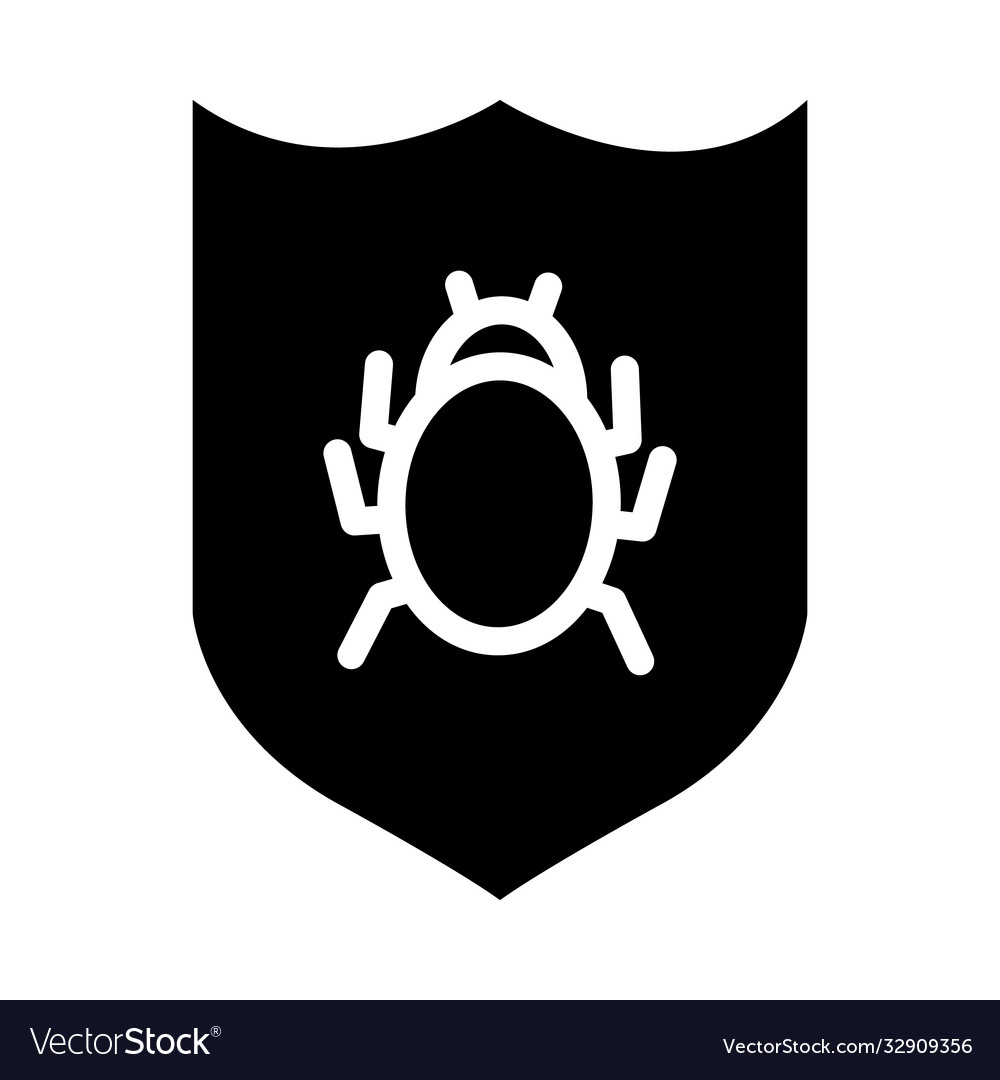 Cyber security concept shield with bug icon