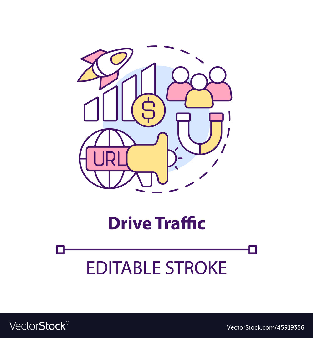 Drive traffic concept icon Royalty Free Vector Image