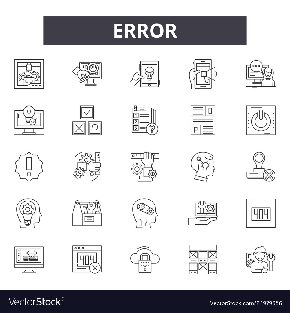 Error line icons signs set outline Royalty Free Vector Image