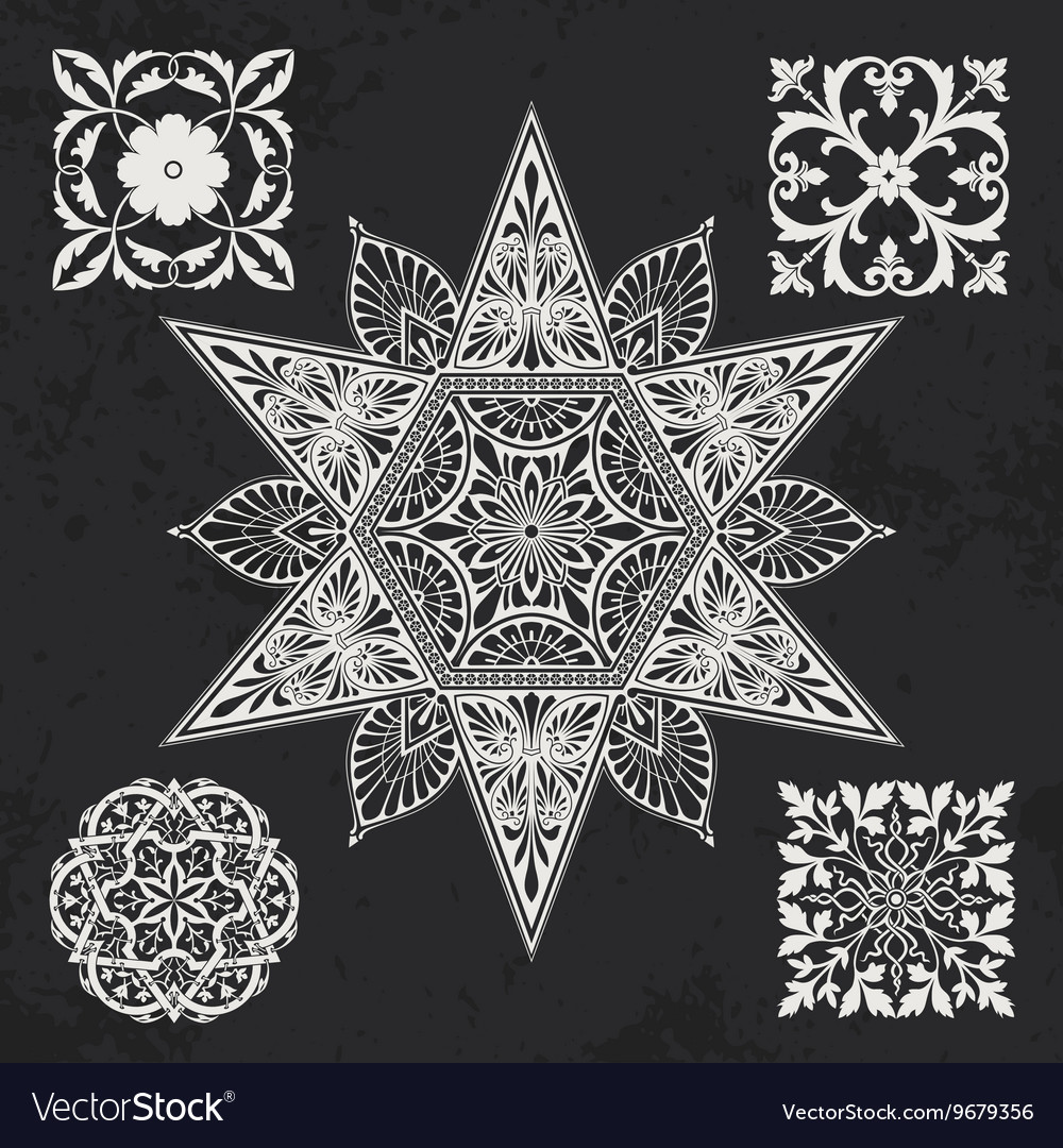 Floral and geometry design elements Royalty Free Vector