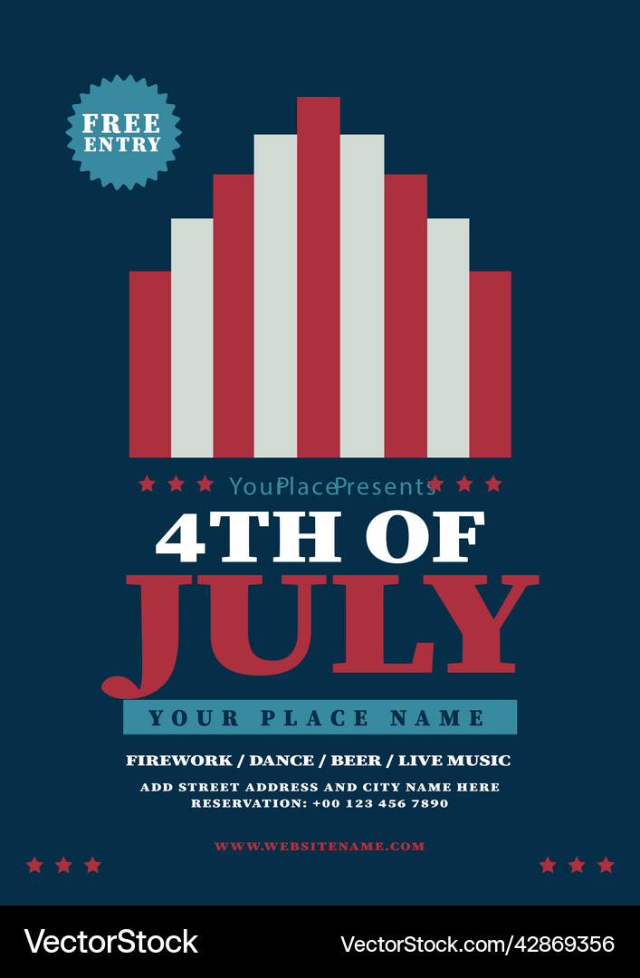 Independence day party poster flyer design Vector Image
