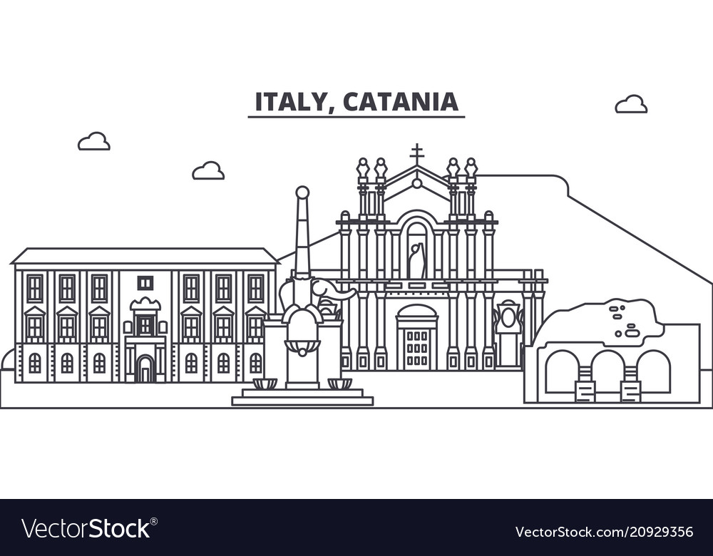 Italy catania line skyline Royalty Free Vector Image